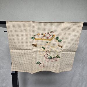 Late 50's Early 60's Hand Stitched Fruit Basket Decorative Kitchen Towel Retro